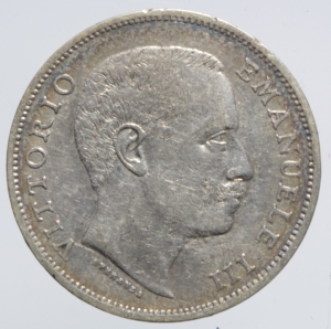 obverse: Casa Savoia. Vittorio Emanuele III. 1 Lira 1901. ar. Raro. Peso 4,99 g. Diametro 23,18 mm. BB.
