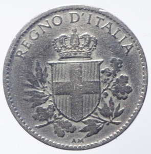reverse: Casa Savoia. Vittorio Emanuele III. 20 Centesimi 1920.Bordo liscio.qBB. R.