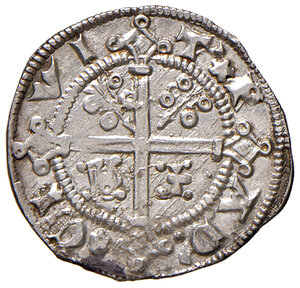 obverse: Padova. Iacopo II da Carrara (1345-1350). Carrarino da 2 soldi AG gr. 1,10. CNI 3. MEC 12, 918.  Bello SPL