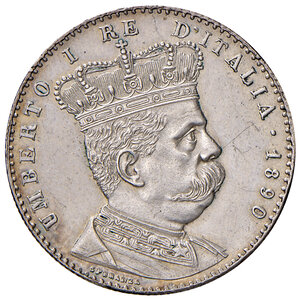 obverse: Savoia. Umberto I re d’Italia (1878-1900). Monetazione per la Colonia Eritrea. Da 2 lire 1890 AG. Pagani 632. q.SPL