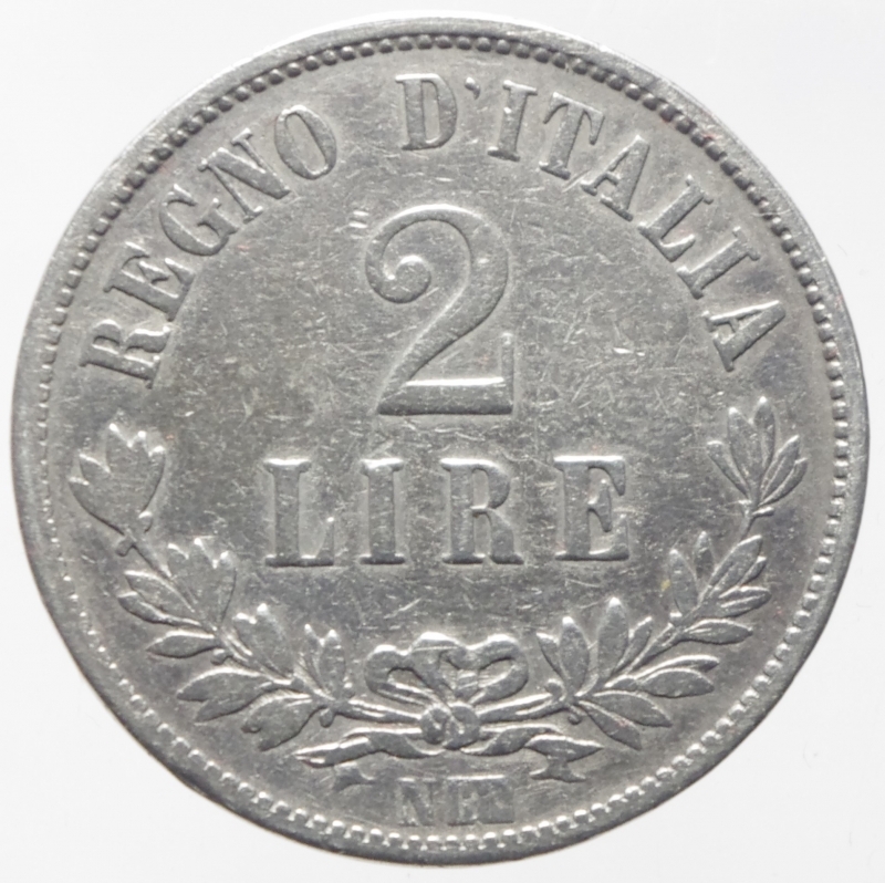 reverse: Casa Savoia. Vittorio Emanuele II. 2 Lire 1863 Napoli. Pagani 508. Ag. qBB. R.
