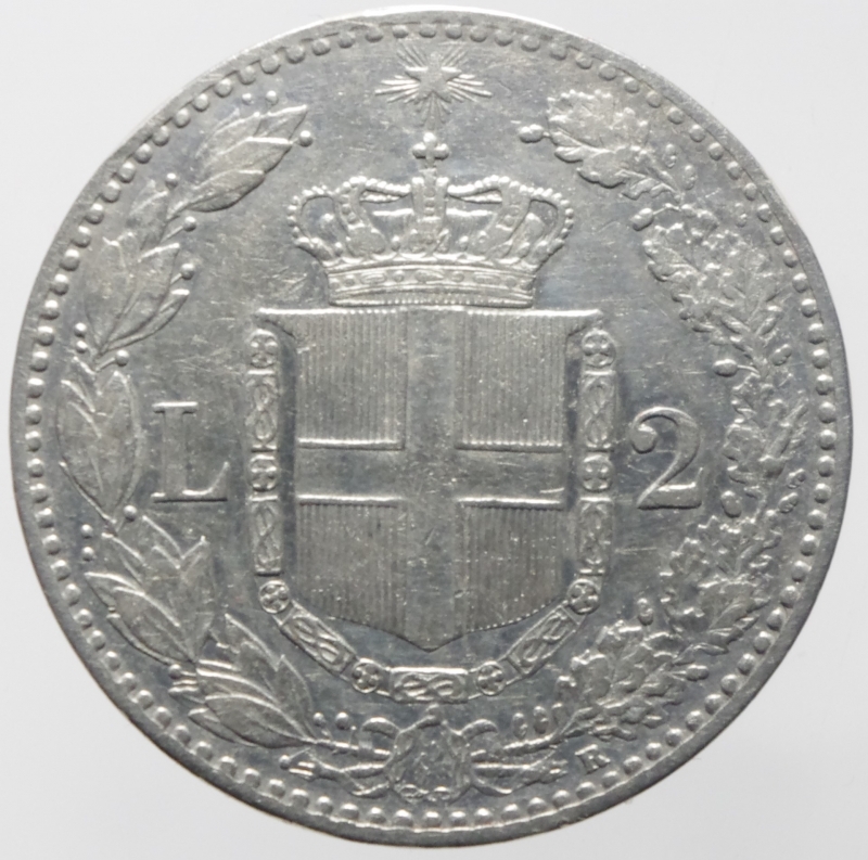 reverse: Casa Savoia . Umberto I (1878-1900). 2 lire 1898. Pag. 599. R. AG. Ottimo qSPL.