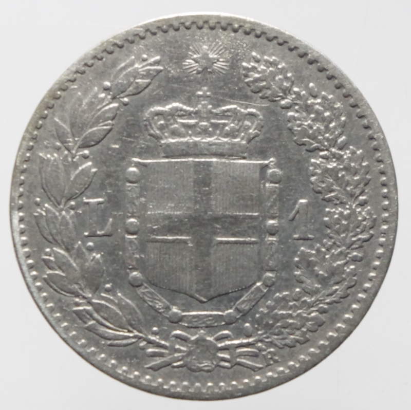 reverse: Casa Savoia. Umberto I. 1 lira 1899 Ag. Gig 40. BB+. NC