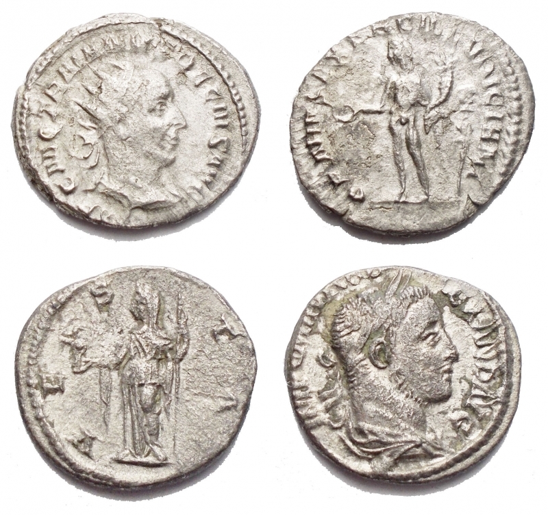 obverse: Lotti - Traiano Decio Antoniniano + Alessandro Severo denario. Ag