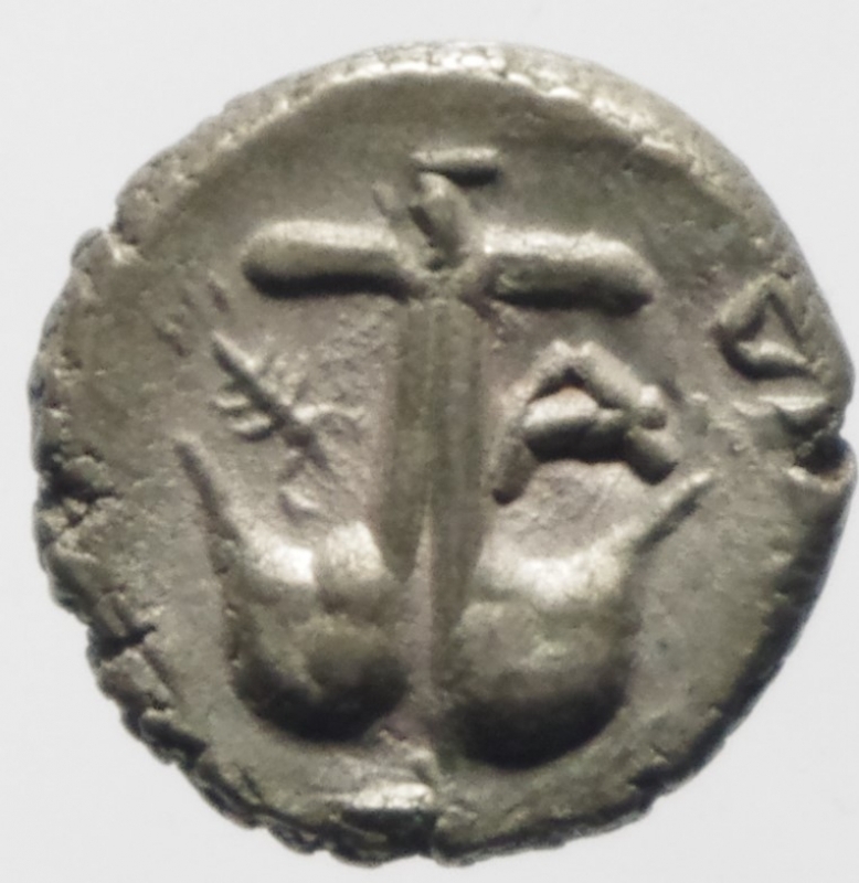 reverse: Mondo Greco. Tracia. Apollonia Pontica. 450-400 a.C. Dracma. D/ Testa di Gorgone. R/ Ancora, A e gambero. Sear 1655. Peso 2,7 gr. Diametro 13 mm. SPL+