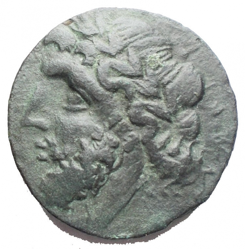 obverse: Mondo Greco -Apulia. Arpi.AE 19,6 x 20,05 mm. ca 325-275 a.C.D/ Testa di Zeus a sinistra.R/ Cinghiale a destra. In esergo, APA.HN Italy 642.g 7,96. BB+.Patina verde