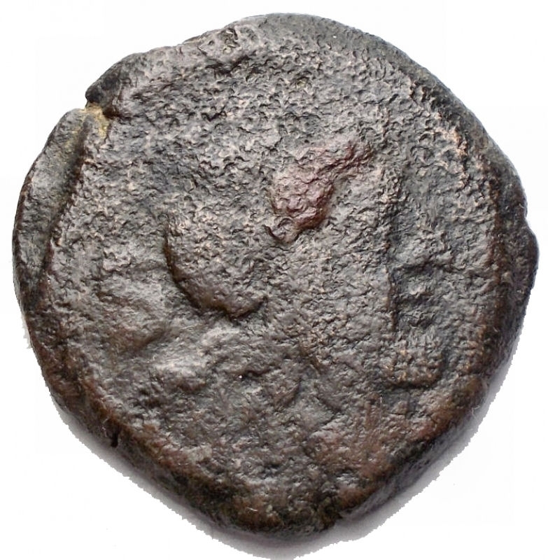 reverse: Repubblica Romana - Dopo il 211 aC.Semisse Ae. d/ Testa laureata di Saturno a destra, dietro S.r/ Prua a destra, davanti S. sotto ROMA.g 12,41. mm 24,7. qBB