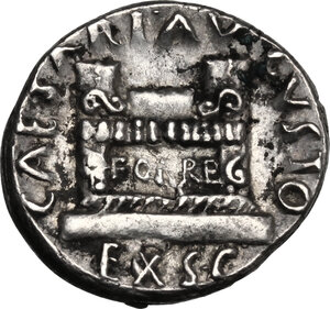 reverse: Augustus (27 BC-14 AD)  . AR Denarius. Q. Rustius moneyer, c. 19-16 BC
