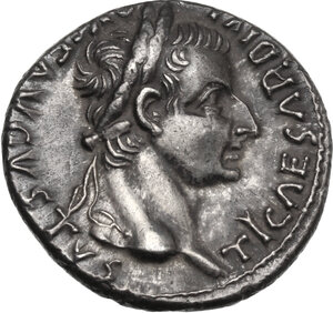obverse: Tiberius (14-37). AR Denarius 
