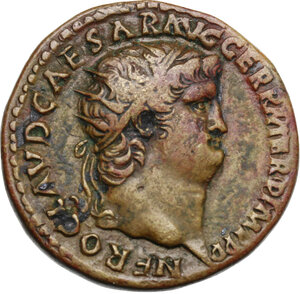 obverse: Nero (54-68). AE Dupondius, Rome mint
