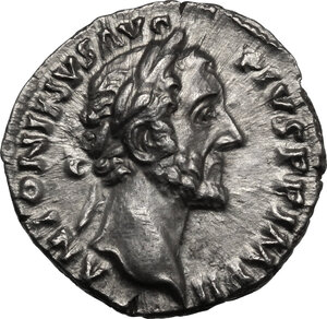 obverse: Antoninus Pius (138-161). AR Denarius, 156-157 AD