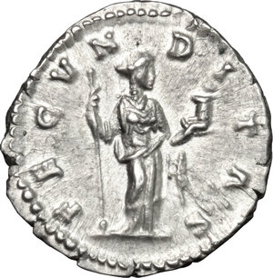 reverse: Faustina II, wife of Marcus Aurelius (died 176 AD). AR Denarius