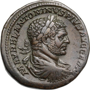 obverse: Caracalla (198-217). AE Sestertius, Rome mint, 215 AD