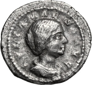 obverse: Julia Maesa, sister of Julia Domna (died 225 AD). AR Quinarius, struck under Elagabalus, Rome mint