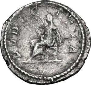 reverse: Julia Maesa, sister of Julia Domna (died 225 AD). AR Quinarius, struck under Elagabalus, Rome mint
