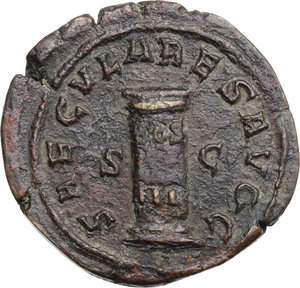 reverse: Philip I (244-249). AE Dupondius, Ludi Saeculares issue, commemorating the 1000 anniversary of Rome. Rome mint, 249 AD