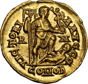 reverse: Honorius (393-423). AV Solidus, Rome mint, 404-408 AD