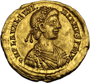 obverse: Valentinian III (425-455). AV Solidus, Ravenna mint