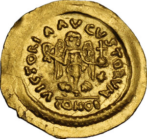 reverse: Justinian I (527-565). AV Tremissis, Ravenna mint