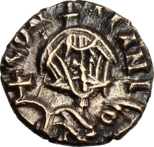 obverse: Basil I the Macedonian (867-886) with Constantine (868-879). Debased AV Semissis, Syracuse mint