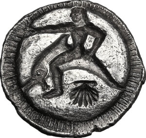 reverse: Southern Apulia, Tarentum. AR Nomos, c. 510-500 BC