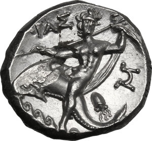 reverse: Southern Apulia, Tarentum. AR Nomos, c. 240-228 BC