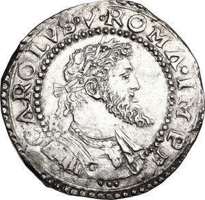 obverse: Napoli.  Carlo V d Asburgo (1516-1556). Mezzo Ducato