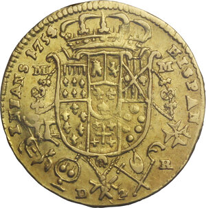 reverse: Napoli.  Carlo di Borbone (1734-1759). 4 Ducati 1754
