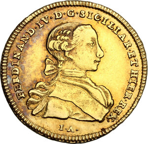 obverse: Napoli.  Ferdinando IV di Borbone  (1759-1816). 6 Ducati 1761