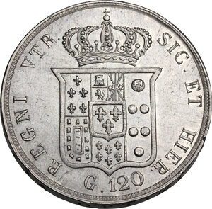 reverse: Napoli.  Ferdinando II di Borbone (1830-1859). 120 Grana o piastra 1855