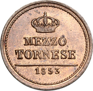 reverse: Napoli.  Ferdinando II di Borbone (1830-1859). Mezzo tornese 1853