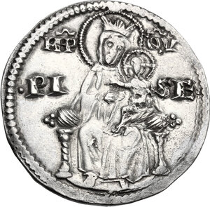reverse: Pisa.  Repubblica a nome di Federico I (1155-1312). Grosso da 2 soldi o aquilino maggiore, 1255-1257