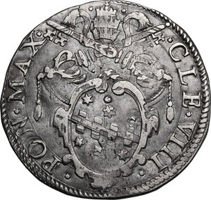 obverse: Roma.  Clemente VIII (1592-1605), Ippolito Aldobrandini. Testone