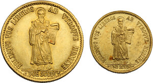reverse: San Marino.  Monetazione attuale (dal 1972). 2 Scudi e Scudo 1974