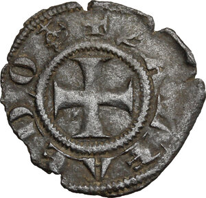 reverse: Siena.  Repubblica (1180-1390). Denaro piccolo o picciolo, 1318-1325, sigla P sormontata da croce