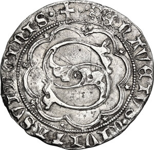 obverse: Siena.  Repubblica (1404-1555). Grosso da 5 soldi e 6 denari, 1404-1423, segno crescente lunare sormontato da croce