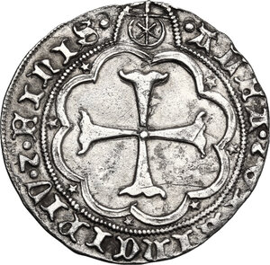 reverse: Siena.  Repubblica (1404-1555). Grosso da 5 soldi e 6 denari, 1404-1423, segno crescente lunare sormontato da croce