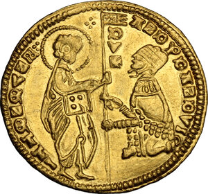 obverse: Venezia.  Roberto d’Angiò principe d’Acaia (1346-1364) . Imitazione del Ducato veneziano. Zecca incerta dell Oriente latino