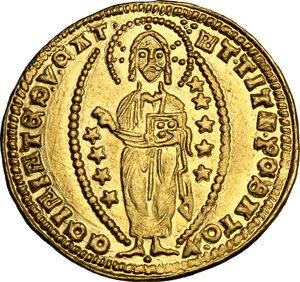 reverse: Venezia.  Roberto d’Angiò principe d’Acaia (1346-1364) . Imitazione del Ducato veneziano. Zecca incerta dell Oriente latino