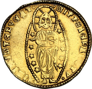 reverse: Venezia.  Roberto d’Angiò principe d’Acaia (1346-1364) . Imitazione del Ducato veneziano. Zecca incerta dell Oriente latino