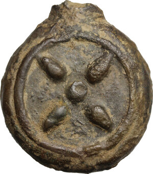 obverse: Uncertain of Inland Etruria.  Wheel/Crater series. AE Cast Uncia, 3rd century BC