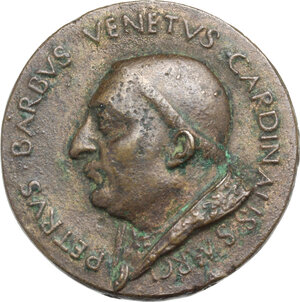 obverse: Paolo II (1464-1471), Pietro Barbo. Medaglia 1455, per la costruzione di Palazzo Venezia a Roma