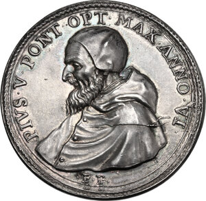 obverse: Pio V (1566 - 1572), Antonio Michele Ghislieri. Medaglia A. VI. Dedicazione della vittoria di Lepanto