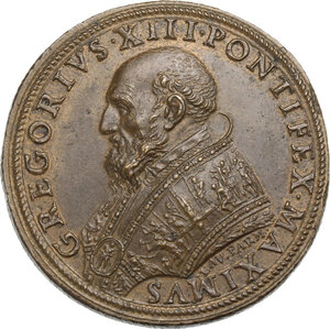 obverse: Gregorio XIII (1572-1585), Ugo Boncompagni. Medaglia riconio Hamerani, XVI-XVII sec