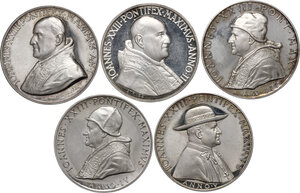 obverse: Giovanni XXIII (1958-1963), Angelo Roncalli. Giro completo di medaglie annuali (A. I-A. V) in argento