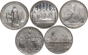reverse: Giovanni XXIII (1958-1963), Angelo Roncalli. Giro completo di medaglie annuali (A. I-A. V) in argento