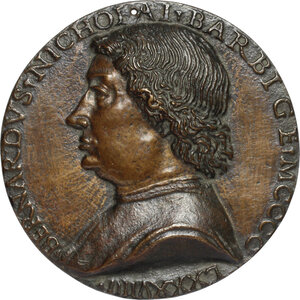 obverse: Bernardo del Barbigia  (XV sec.), illustre fiorentino. Medaglia unifacie 1489