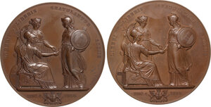 reverse: Vittorio Emanuele II (1849-1861). Due medaglie in elegante cofanetto originale d epoca per la visita di Vittorio Emanuele II Re di Sardegna alla Corporazione di Londra, 4 dicembre 1855