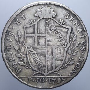 reverse: GOVERNO POPOLARE DI BOLOGNA SCUDO 10 PAOLI 1797 3° TIPO AG. 28,67 GR. qBB