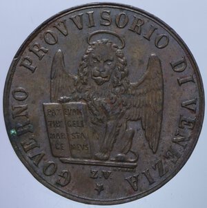 obverse: GOVERNO PROVVISORIO DI VENEZIA 3 CENT. 1849 3,14 GR. SPL (MACCHIETTA)